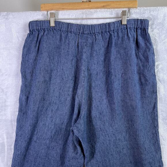 FLAX 100% Linen Pants Size Medium** Blue Boho Extra Wide Leg Strong and Capable - Picture 11 of 13